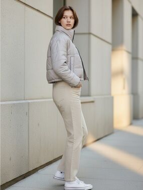POSTER GIRL Metallic Silver Puffer Jacket